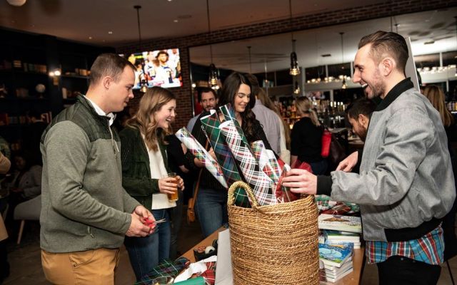 Holiday Event with table of gifts